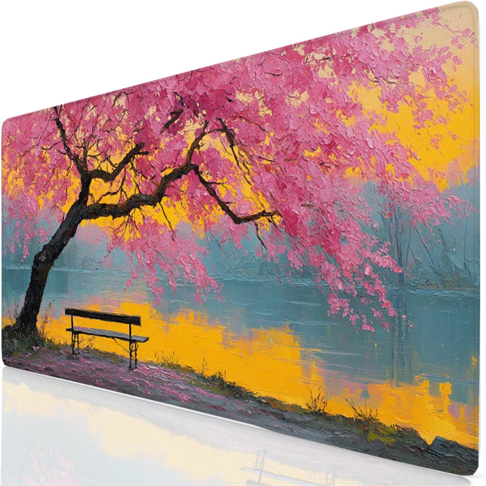 Podkładka pod mysz XXL 150 x 80 cm duża podkładka pod mysz z kwiatami wiśni podkładka pod mysz krzesło pod ręką biurko, antypoślizgowa gumowa podstawa, wysoka precyzja akcesoria biurowe dla graczy