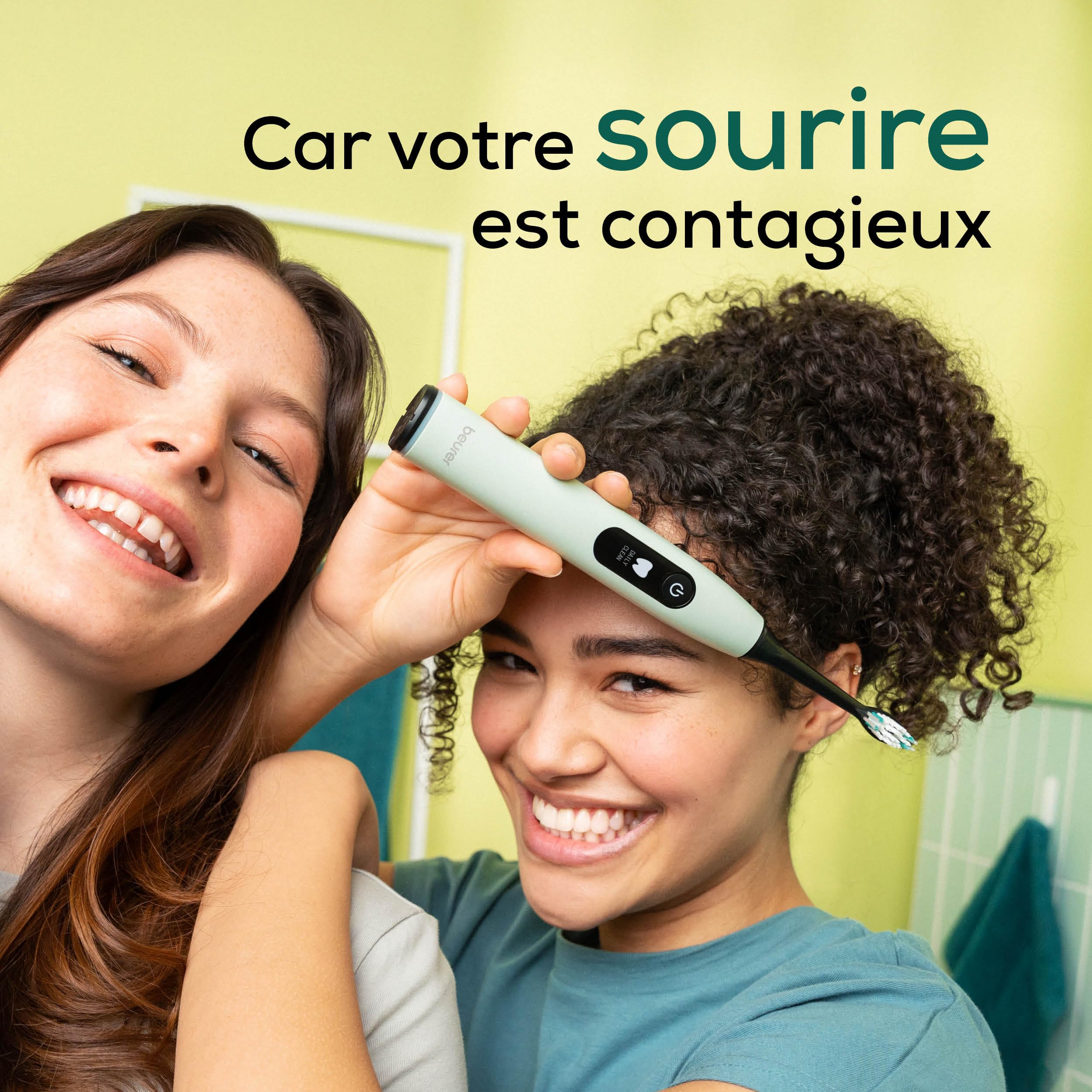 Beurer SC 50 Brosse à dents électrique sonique avec 5 modes de brossage et capteur de pression, 80 000 oscillations, écran avec indicateur de temps de brossage, 2 brossettes, boîtier 100% recyclé