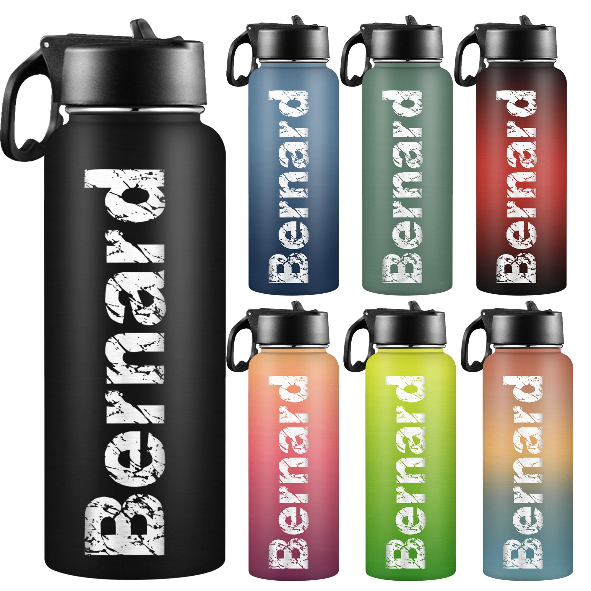 Personalized Water Bottles with Straw Lid Custom Sports Water Bottle with Name Stainless Steel Water Bottle for Adults