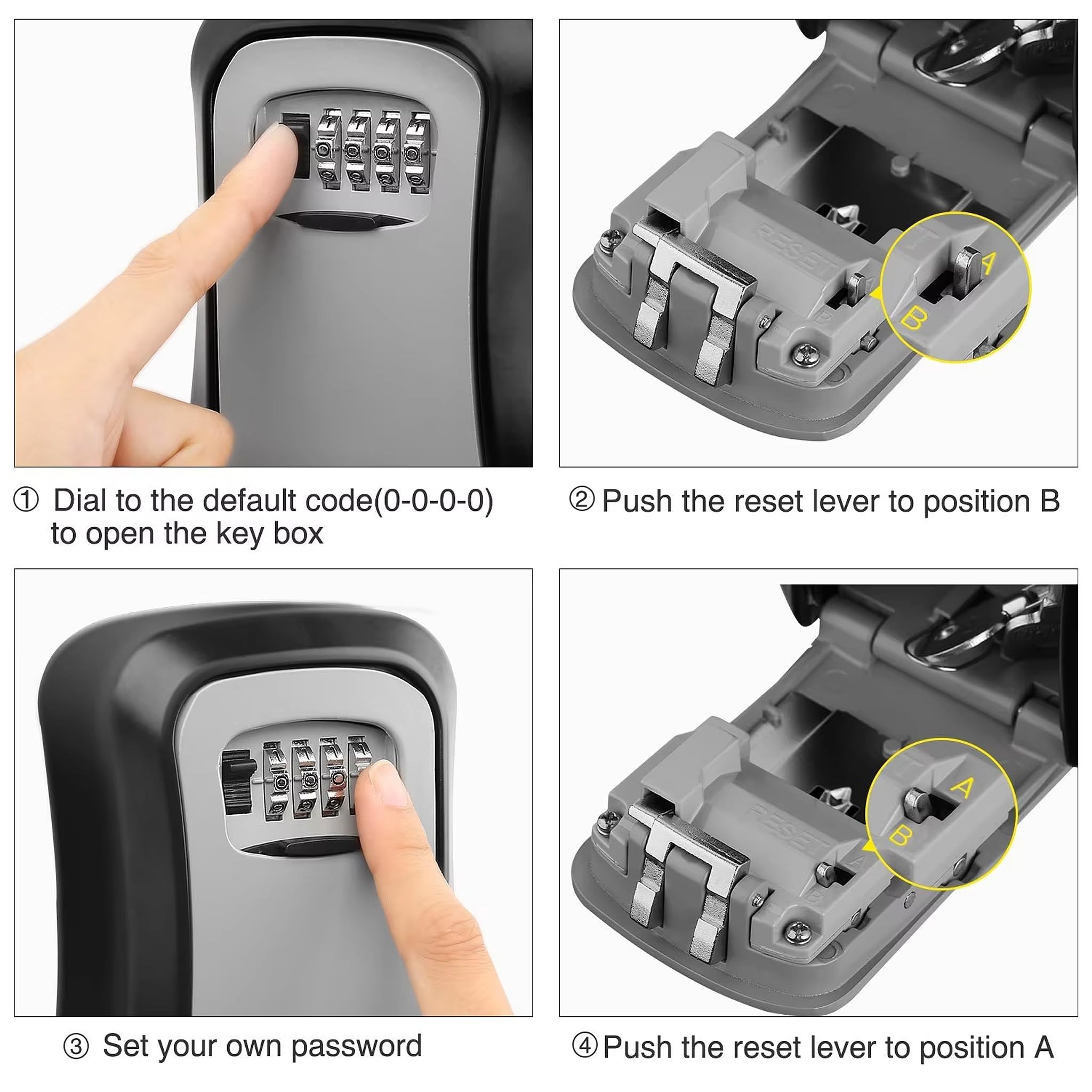 IndoTeam Key Safe Wall Mounted, Key Holder Lock Box with Code, Lockbox for Keys Outdoor, Keysafe Wall Mounted Outside - Image 4