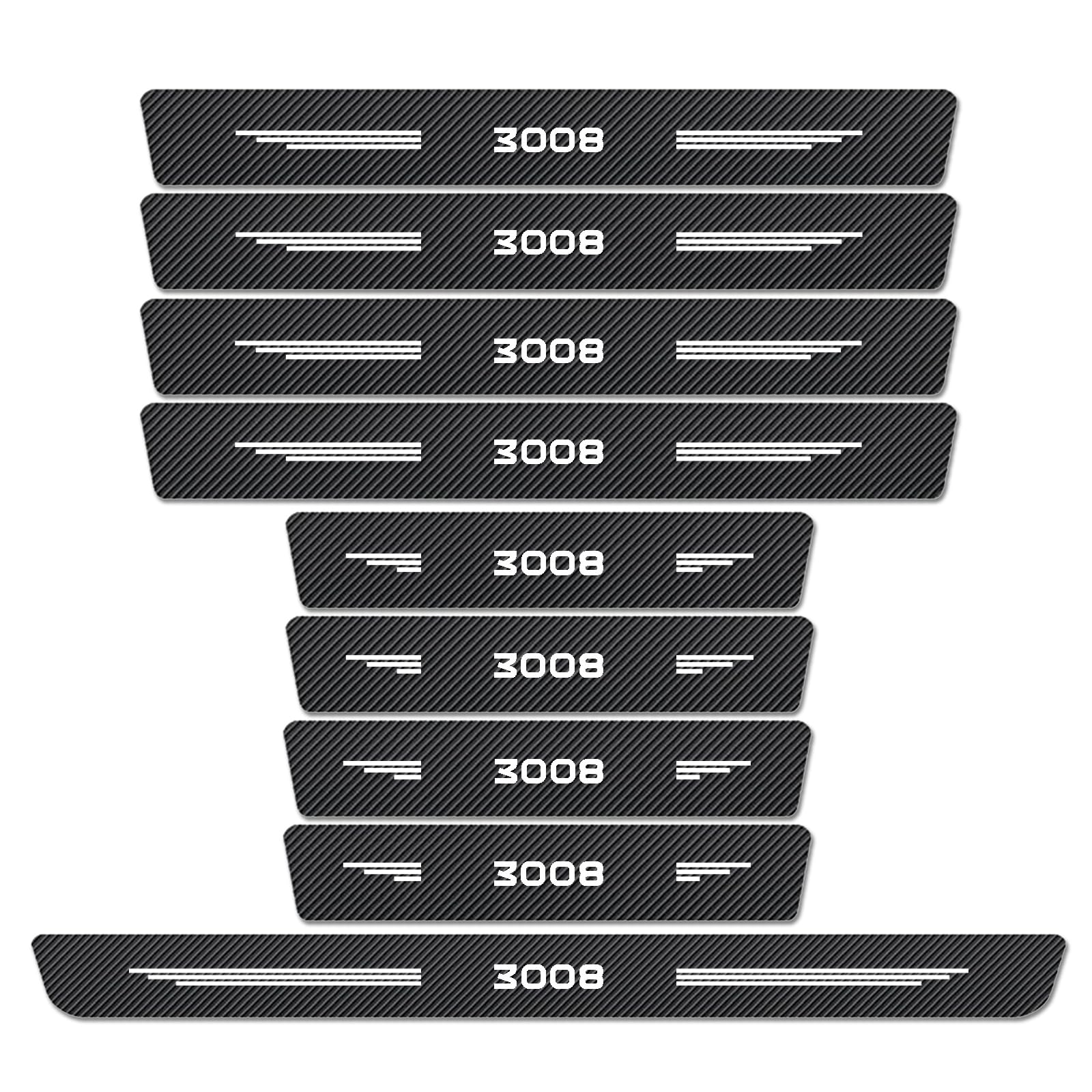 WXH97F 9PCS Car Door Sill Protector for Peugeot 3008