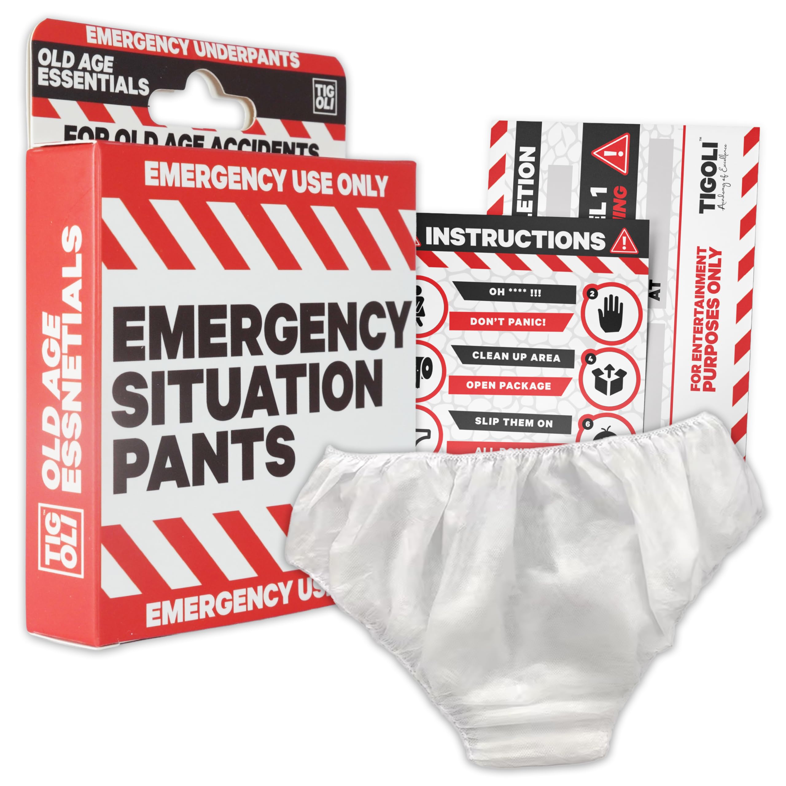 Old Age Pants! Emergency Situation Pants! - Old Person Underware Retirement Gift Birthday Christmas Secret Santa Joke