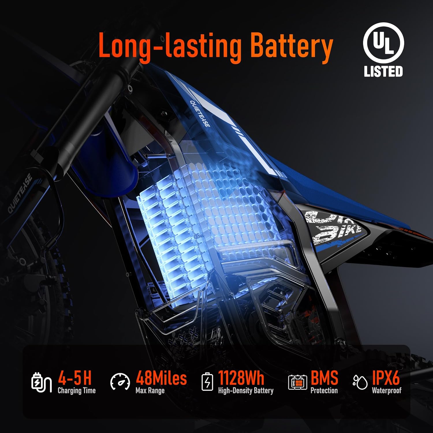 Electric Dirt Bike for Adults Teens, 3000W Brushless 220Nm Motor - 45° Slope, 38 MPH, 48V/23.4Ah Removable Battery, Dual Hydraulic Brakes & Full Suspension Electric Motorcycle for Age 13+