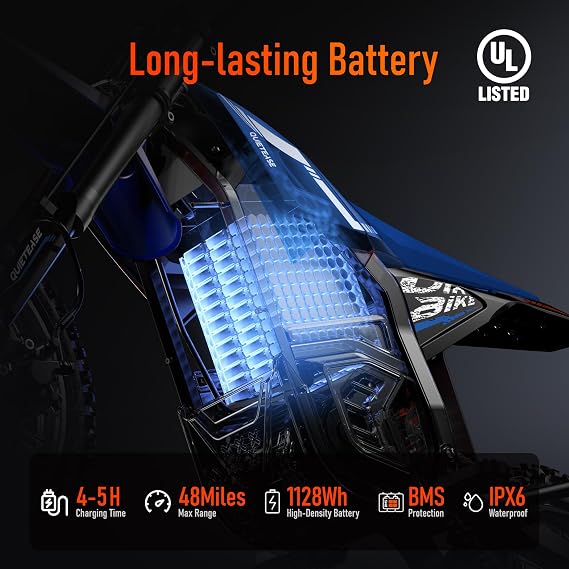 Electric Dirt Bike for Teens & Adults, 3000W Peak Motor Electric Motorcycle, 48V 23.4Ah Battery Off-Road E Dirt Bike with Hydraulic Brakes & 3 Speed Modes (Dark Blue)