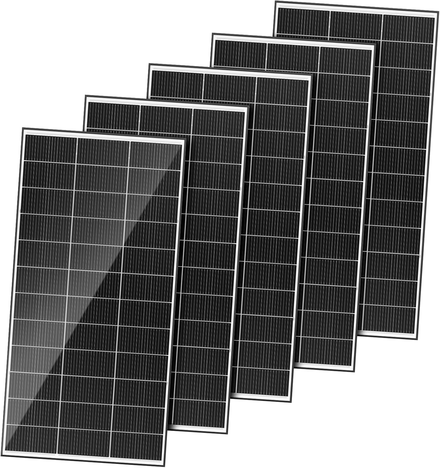 1000 Watt Solar Panels Bifacial 200 Watt Solar Panel 5 Pack 18BB Monocrystalline A+ Cell High-Efficiency Module PV Power Charger Homes Camping RV Battery Boat Caravan Other Off-Grid Applications