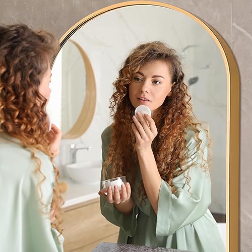 Vista 14 de NicBex - Espejo arqueado, de cuerpo entero, 64 x 24 pulgadas, con marco de aleación de aluminio, soporte, negro, se puede colocar de pie, apoyar