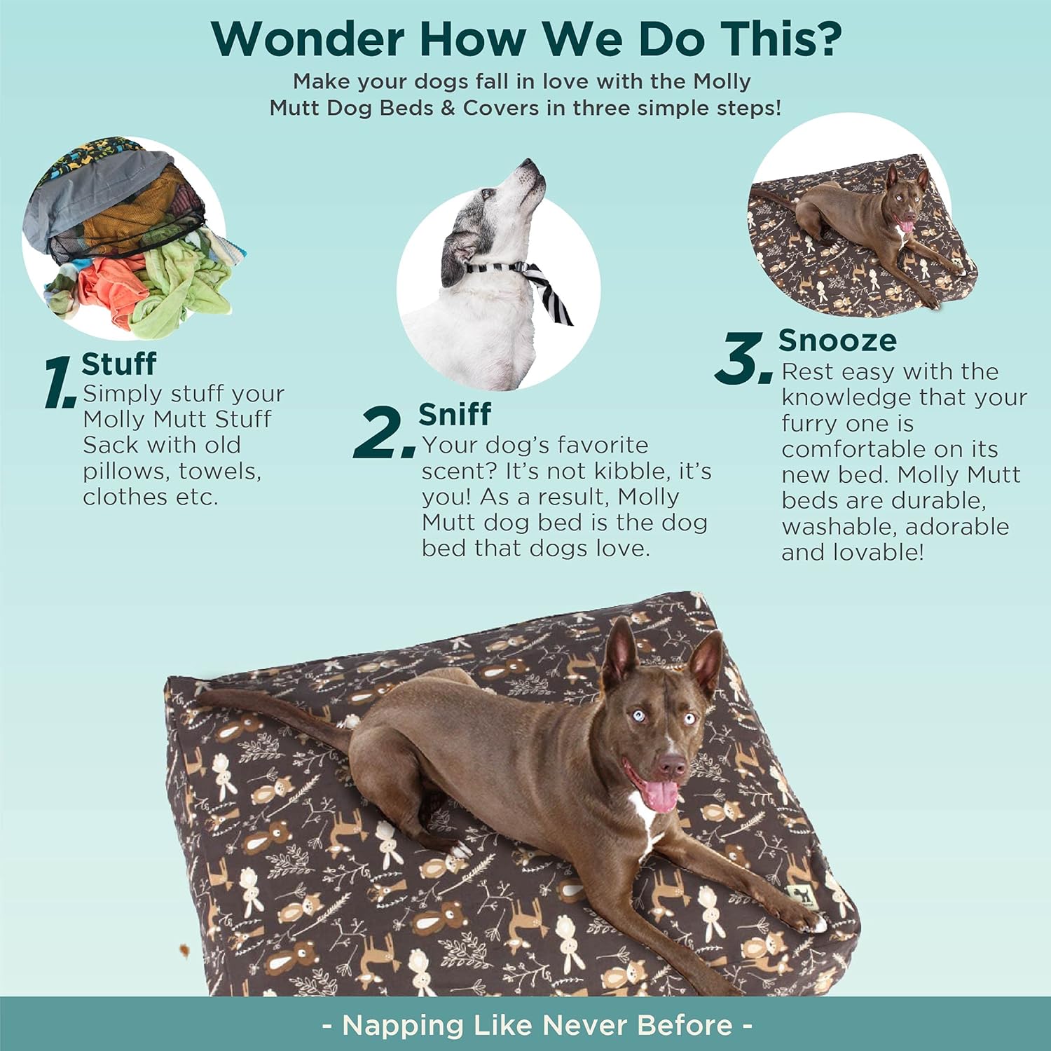 Molly Mutt Indoor/Outdoor Dog Bed Duvet Cover - Durable & Washable - Gorgeous Beasts, Medium/Large : Pet Supplies