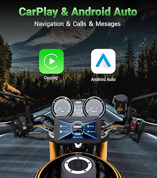 C3 Plus Motorcycle Carplay, 5-inch HD Touchscreen, Real-Time TPMS,GPS Navigation System Compatible with Apple CarPlay & Android Auto, IP67 Waterproof, Support Siri (for CarPlay only)