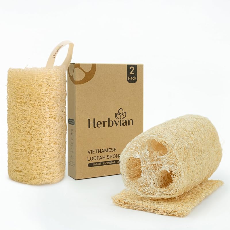 Esponja de bucha vegetal vietnamita Herbvian para banho, 2 unidades