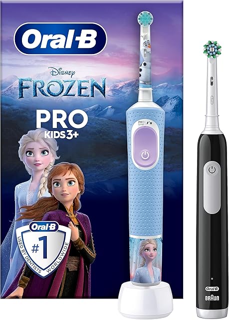 Oral-B Szczoteczki Elektryczne, Zestaw 2 Sztuk, Familijna Edycja,1 Szczoteczka Elektryczna Oral-B Pro Seria 1 i 1 Szczoteczka Elektryczna dla Dzieci Kraina Lodu, Powyżej 3 lat