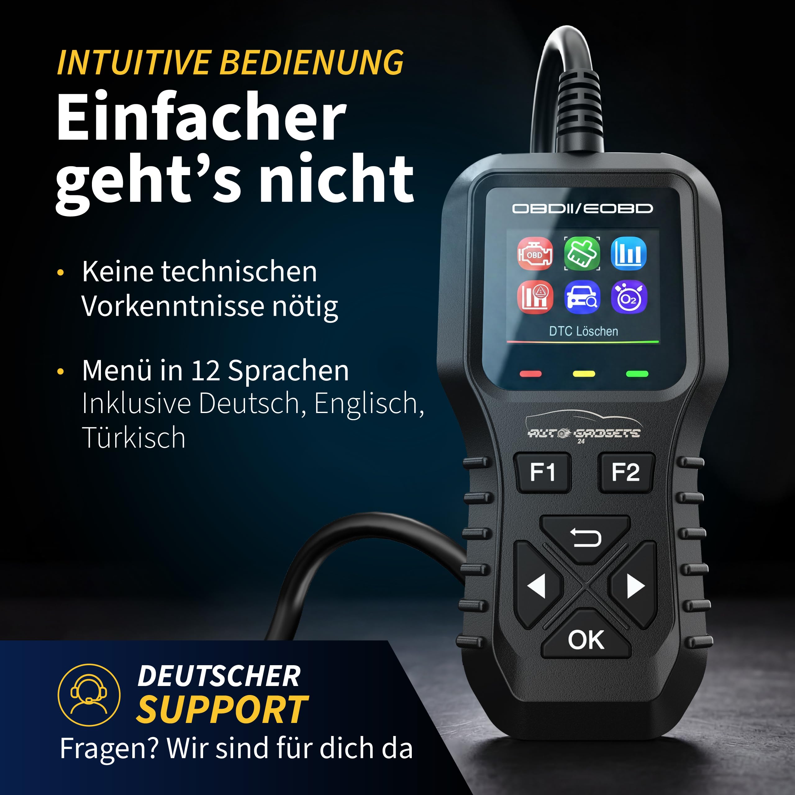 OBD2 Appareil de diagnostic – Lecteur de code d'erreur de voiture avec données en direct, cadre fixe, réinitialisation du voyant de contrôle du moteur, écran couleur 3 ", compatible