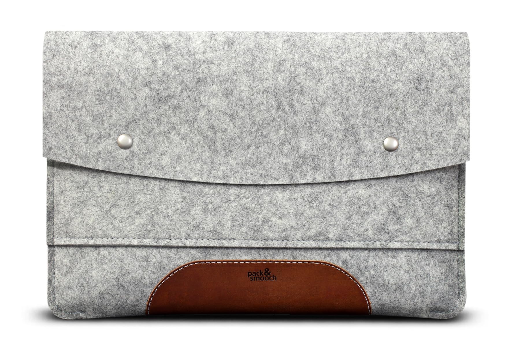 Pack & Smooch MacBook Air 15 Funda Fieltro Gris/Marrón Claro | 100% Fieltro de lana | Cuero curtido vegetal | Compatible con MacBook Air 15 | Hampshire