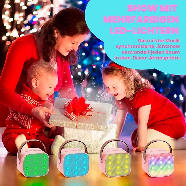 Karaoke Maschine mit 2 Karaoke Mikrofonen Geschenk Mädchen: [Premiumversion] Mini Karaoke Maschine Kinder mit Mikrofon Kindertag Geschenk Spielzeug 3-12 Jahre - Geburtstagsgeschenk MusikLautsprecher - 3