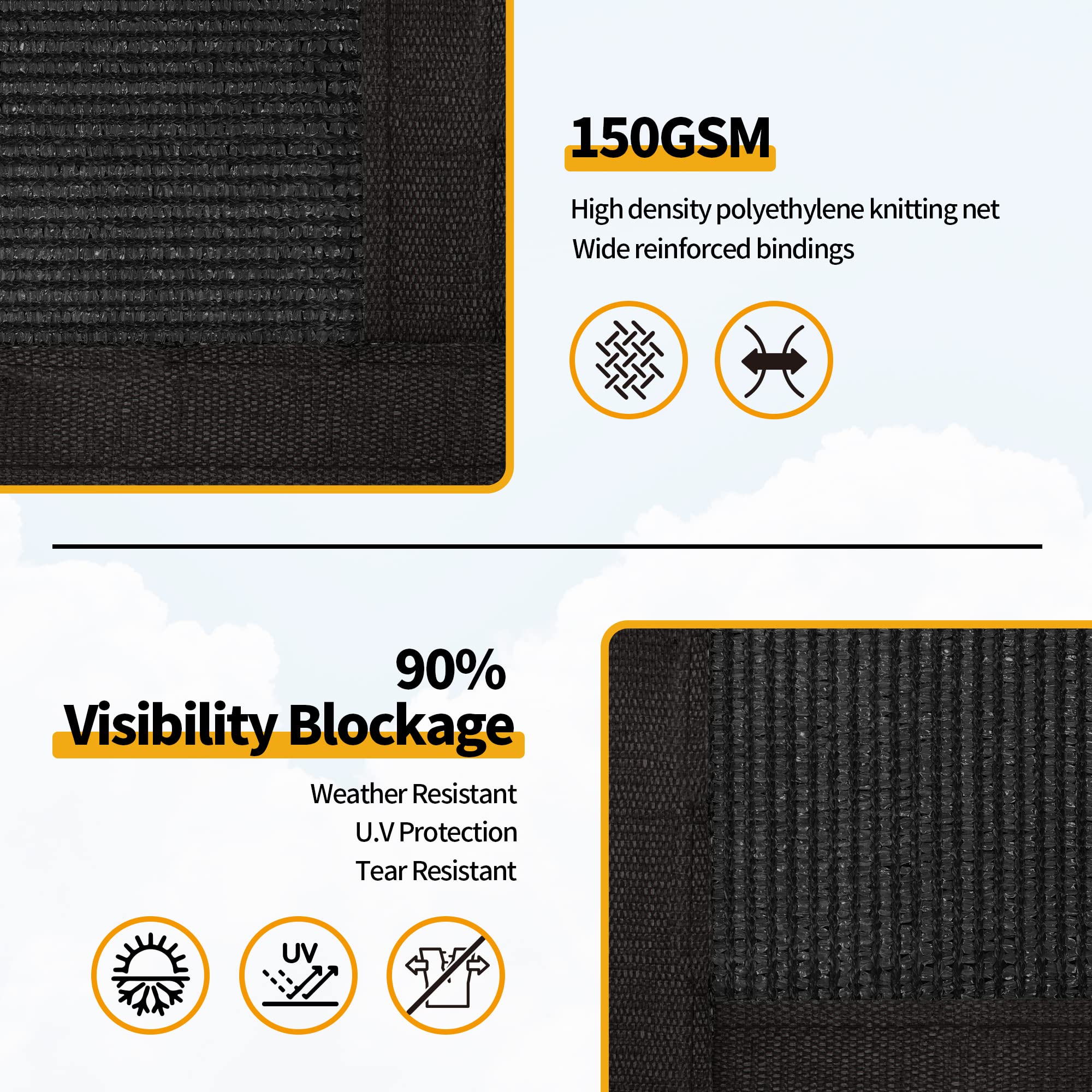 NEXCOVER Ogrodzenie chroniące przed wzrokiem – 100 cm x 127 cm wytrzymała siatka zacieniająca bariera siatkowa z wiązaniami i mosiężnymi przelotkami, siatka komercyjna i mieszkaniowa, osłona