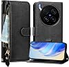 Funda protectora compatible con Vivo X300 Ultra, compatible con vivo X300 Ultra 5G V2547A V2547DA V2536A V2562, cartera de cuero PU con cremallera, funda protectora negra 3
