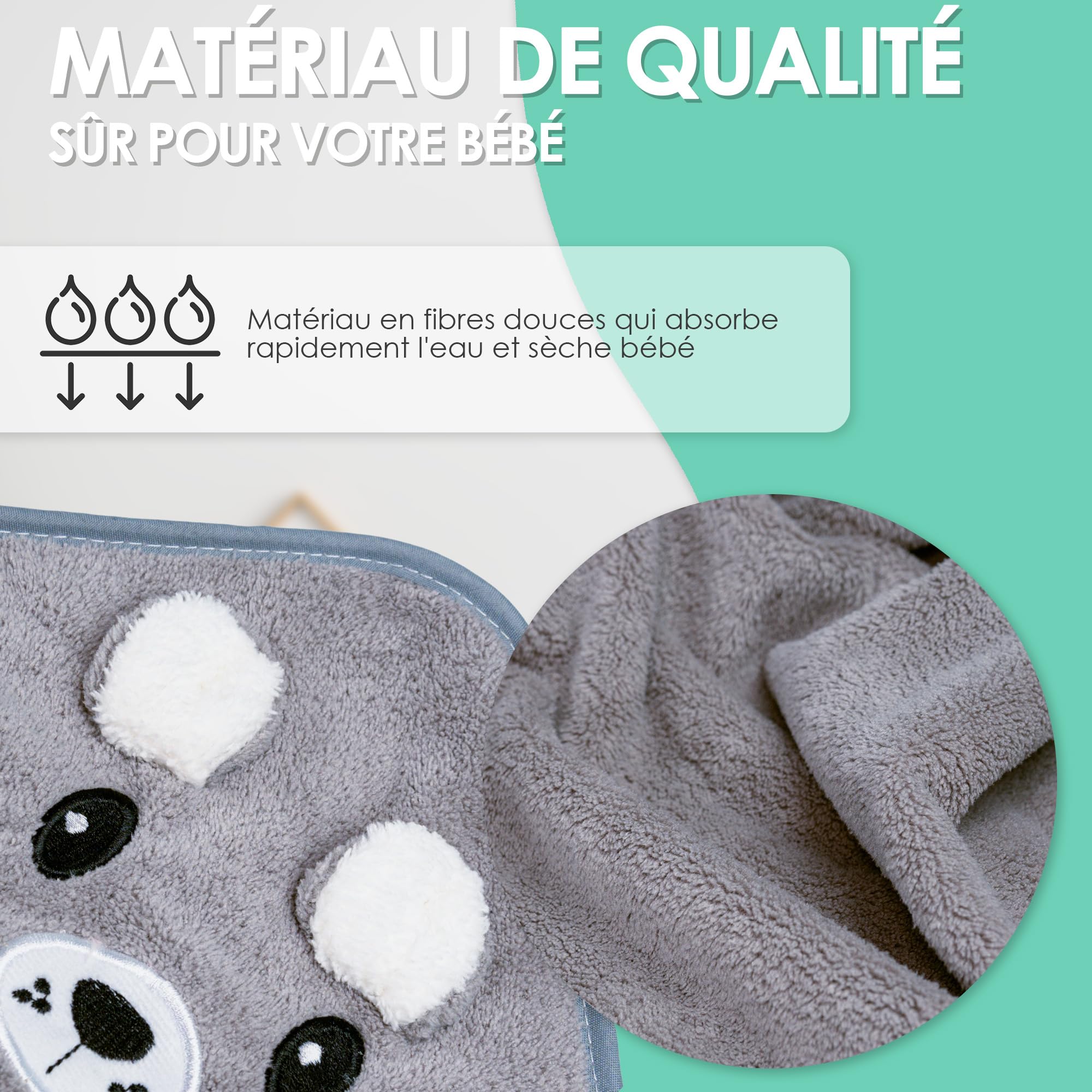 Lot de 2 serviette de bain a capuche bebe – Idée Cadeau Naissance Garçon – Cape de bain bebe animaux 0-3 ans – Sortie de bain bebe douce – serviette de bain bebe Originale – Cadeaux pour Nouveau-né