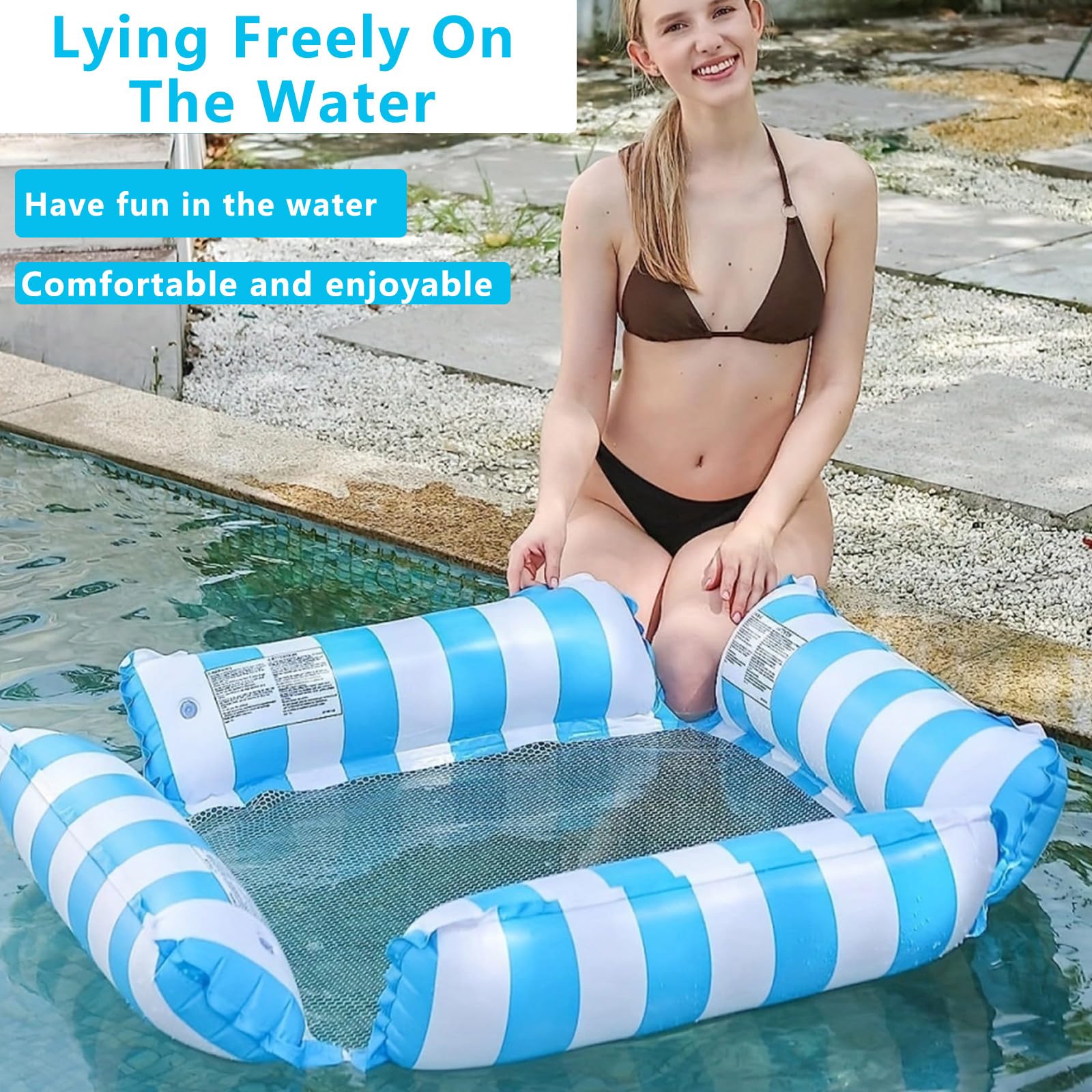 Amaca Gonfiabile 2 Pezzi Amaca Galleggiante per Piscina 4 in 1 Sedia Galleggiante per Piscina Materassino Gonfiabile Mare Piscina Amaca Gonfiabile Mare Materassino Mare