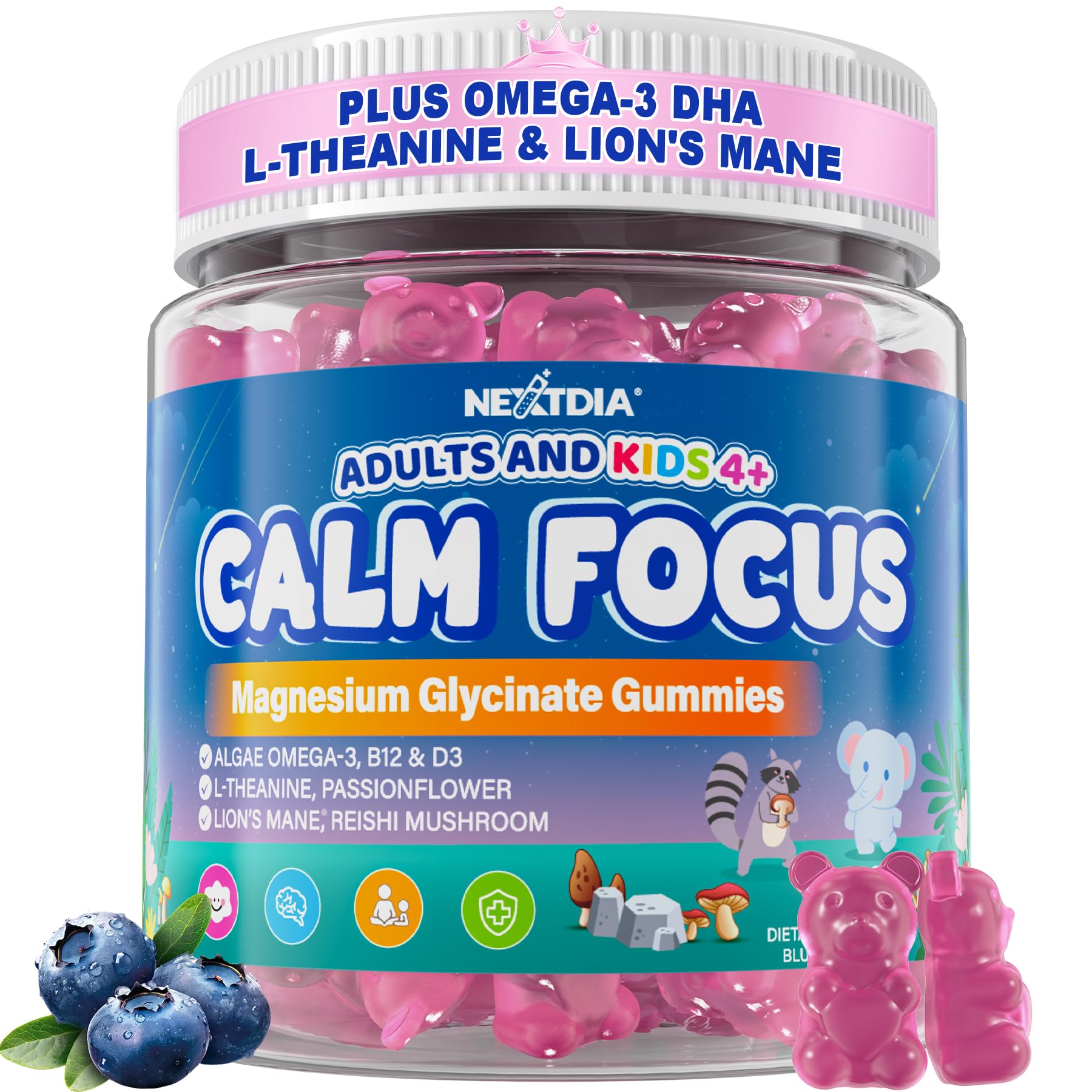 Magnesium Glycinate Gummies for Kids & Adults for Calm Sleep & Focus, 60Ct 60 Count (Pack of 1)
