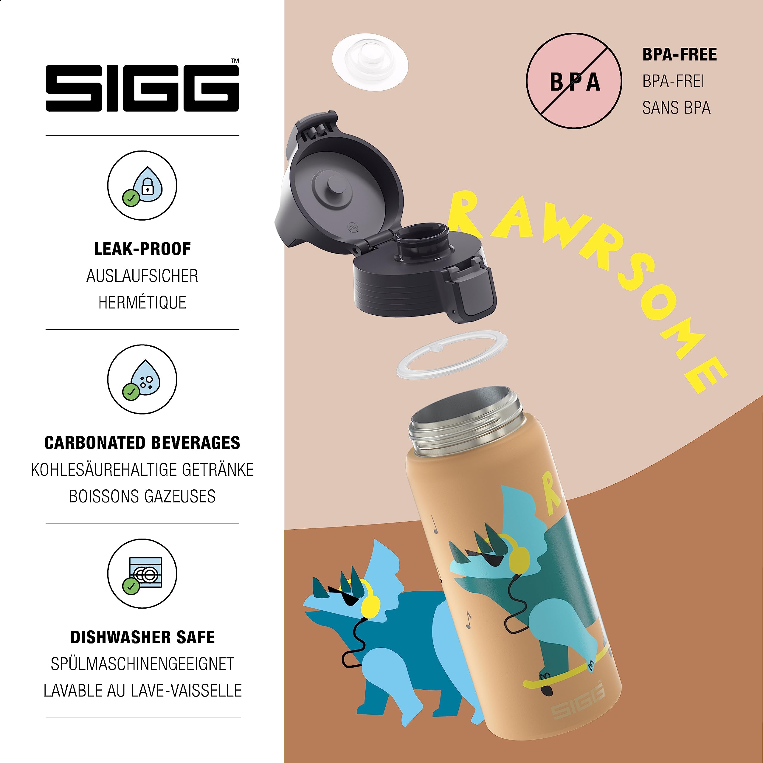 Sigg, Insulated Kids Water Bottle, Shield One Therm, Suitable For Carbonated Beverages, Leakproof, Dishwasher Safe, BPA Free - Image 3