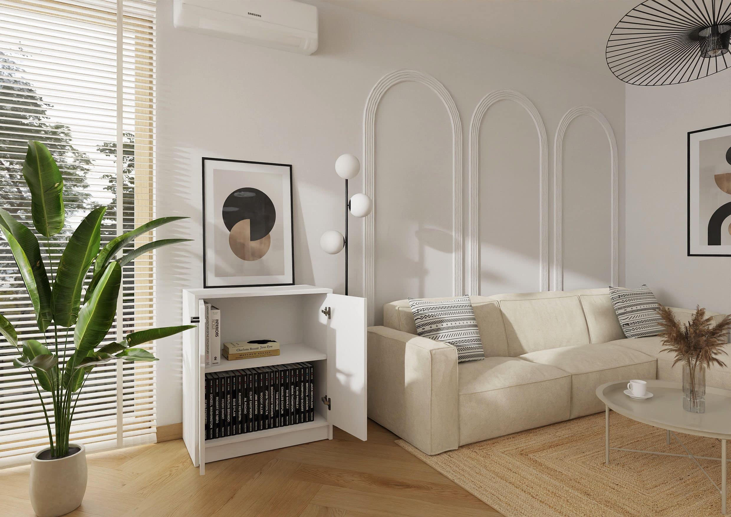 MeblePitus Kommode Mit Türen Weiß Ohne Schubladen - Sideboard Büro 80 x 70 x 40 - Standschrank