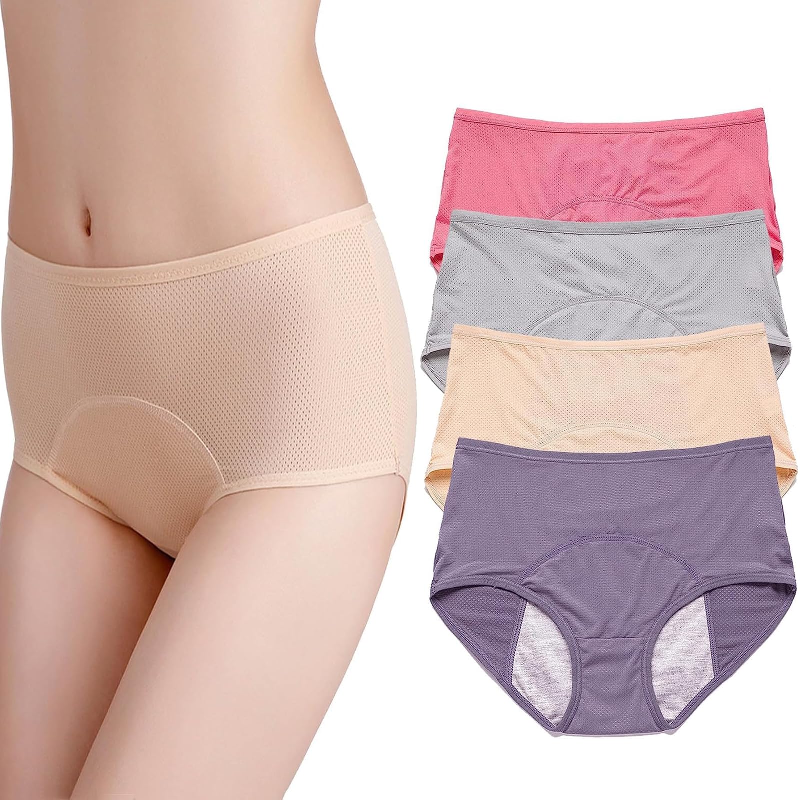 GARWAR Everdries Panties for Women Over 60,Everdries Leakproof Ladies Underwear,High Waist Leakproof Underwear,Everdry Leakproof Panties for Women (4Pcs-a,6XL)