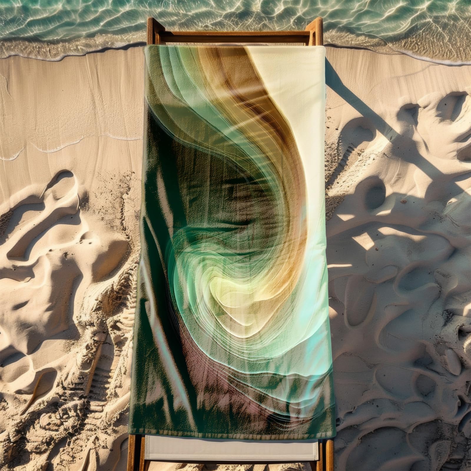 Drap de Plage XXL 200X200 Art Vert Et Jaune Serviettes de Plage en Microfibre,Serviette Piscine Extra Large sans Sable pour Adultes Séchage Rapide