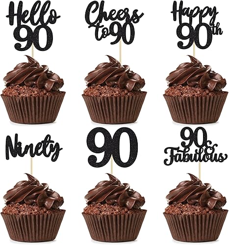 Miniatura 99 de 36 piezas de decoración para cupcakes de 10º cumpleaños con purpurina negra Hello 10 Ten Cupcake Picks Sweet 10 Double Digits Cake Decor for 10th