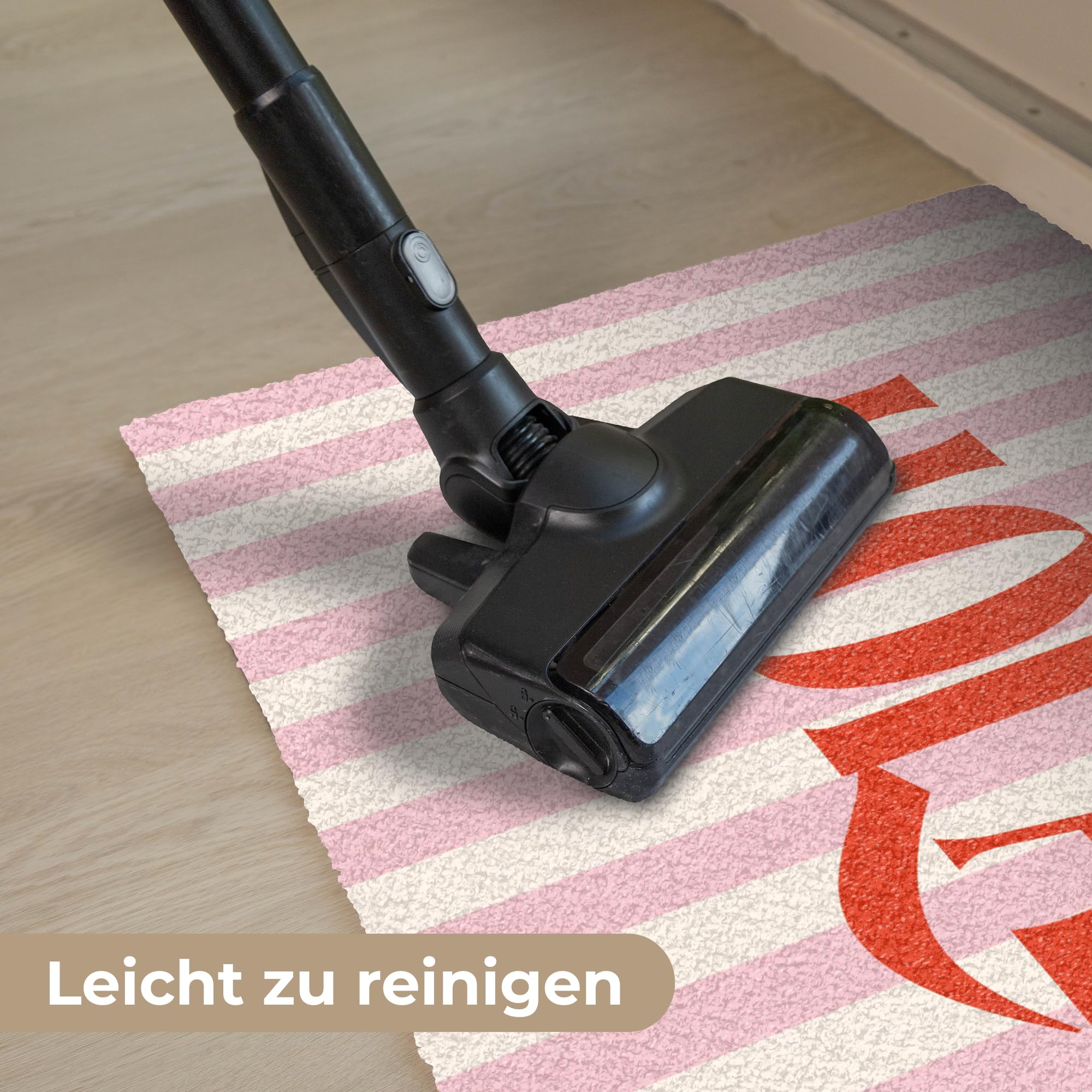 MuchoWow© Fußmatte innen Sauberlaufmatte Fußabstreifer Türvorleger | 40x60 cm - Schmutzfänger Fusmatte Indoor Matten Wohnungstür Schuhabstreifer Hola – Zitat – Streifen – Pastell – Rosa – Rot –