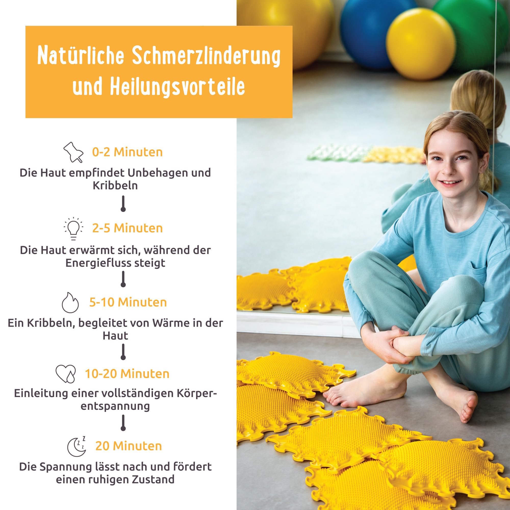 ORTOTO Einzelne sensorische Massagematte, Puzzlematte, orthopädisch, manuelle Massagematte (Shining Sun, Milchig-weiß)