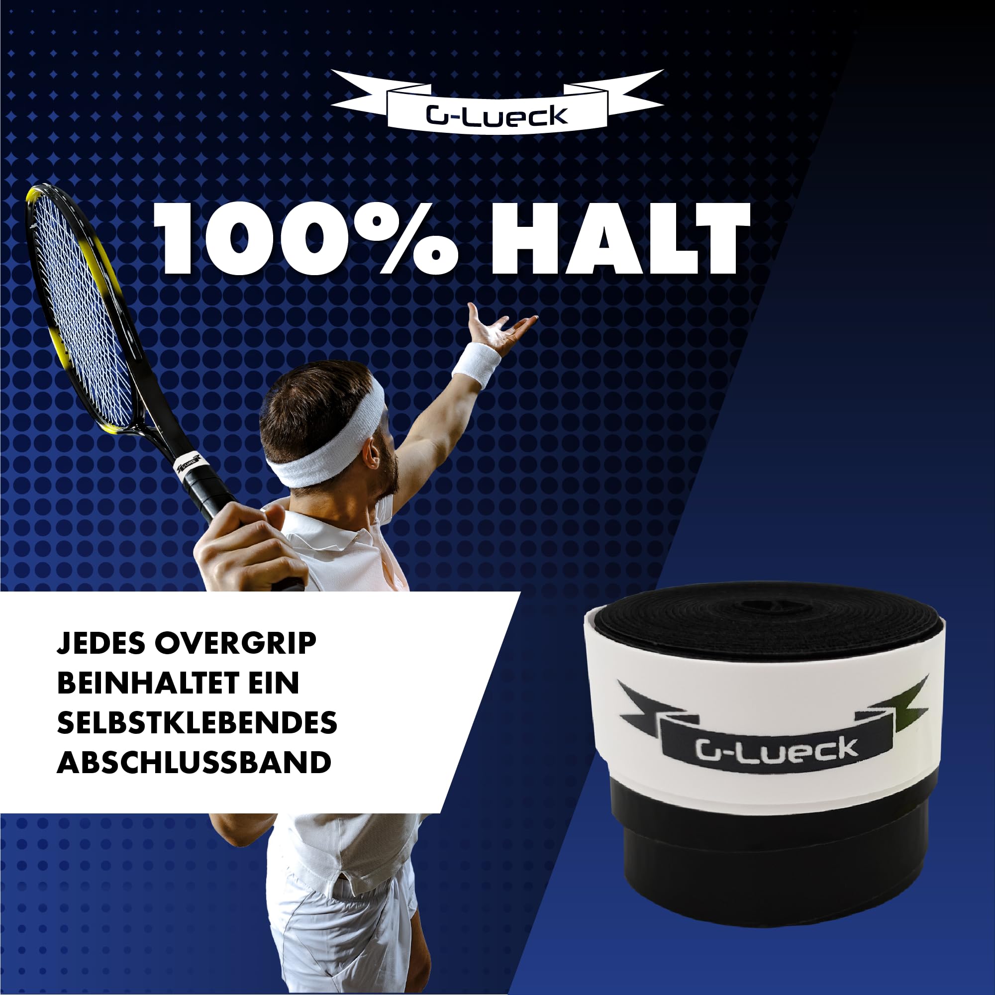 G-Lueck Übergriffband Set Tennis Premium Overgrip Power Touch - Hoher Grip, Lange Haltbarkeit - 0,60mm dünn | für Padel, Squash, Badminton Schläger - rutschfest & Tacky