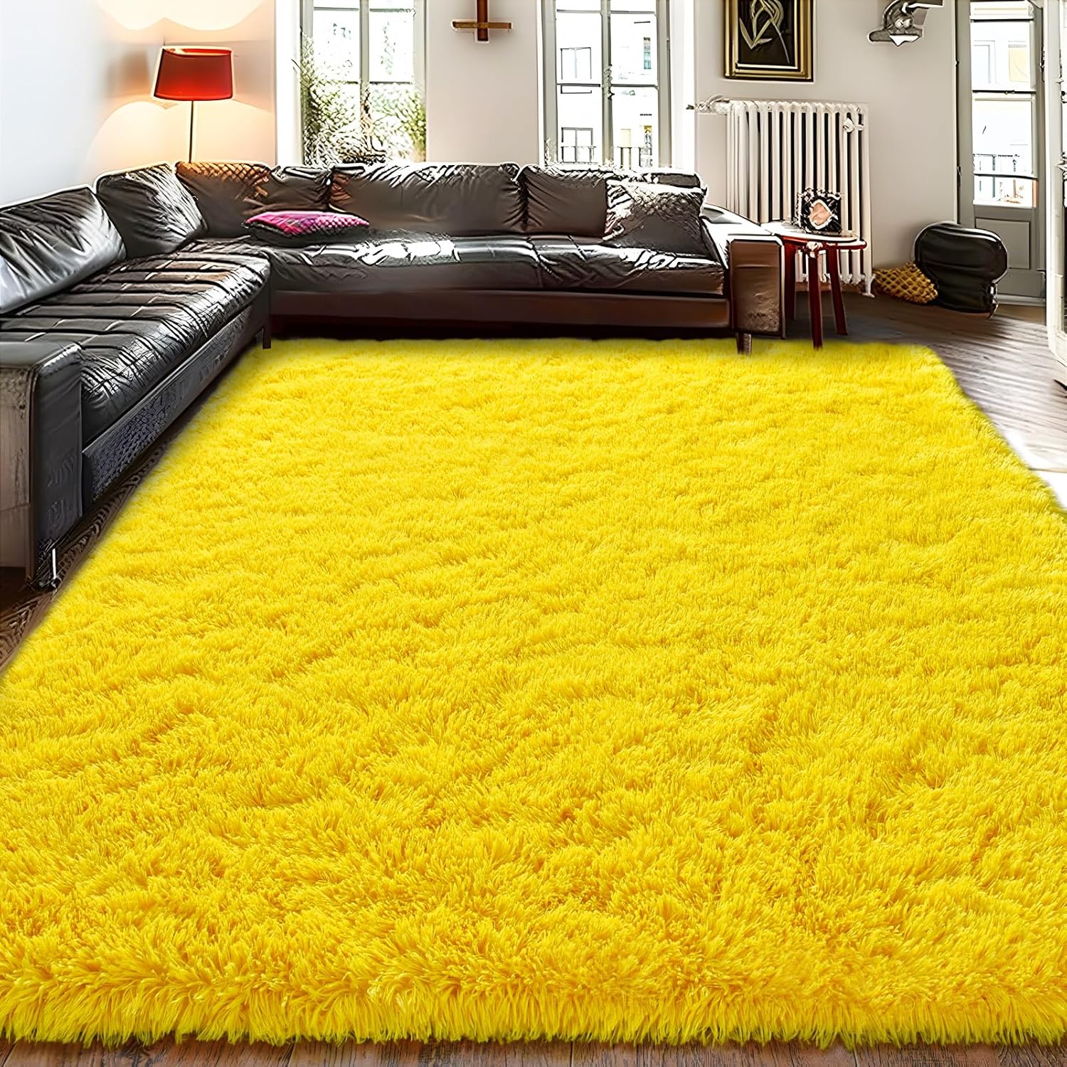 9x12 Large Area Rugs for Living Room, Ultra Soft Yellow Big Shag Rug for Bedroom Nursery, Modern Fluffy Plush Carpet for Girls Boys Kids Room Dorm Home Decor, Upgrade Non-Slip 9' x 12' (Rectangular) Yellow