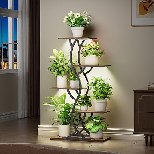 Miniatura 3 de Soporte para plantas de interior con luces de crecimiento - Soporte de esquina para plantas de interior de 44" de alto, estante de plantas de metal