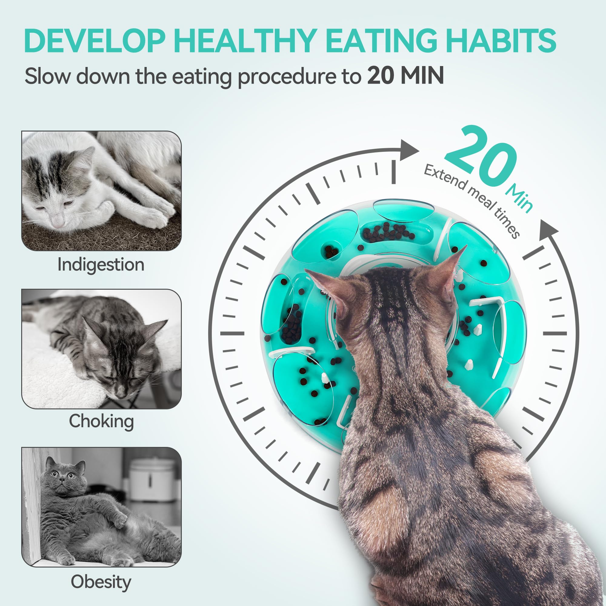 PAWISE Interactive Cat Puzzle Feeder, Cat Brain Stimulation and Slow Feeder for Enrichment 3 Levels of Difficulty, Non-Slip - Image 4