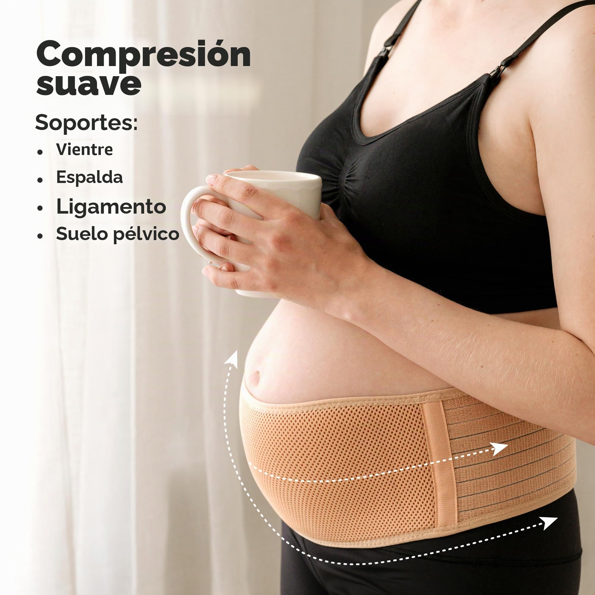 KeaBabies Banda De Maternidad Para El Embarazo - Cinturón De Soporte Para Embarazo Suave & Transpirable - Bandas De Soporte Pélvico (Classic Ivory, M/L)