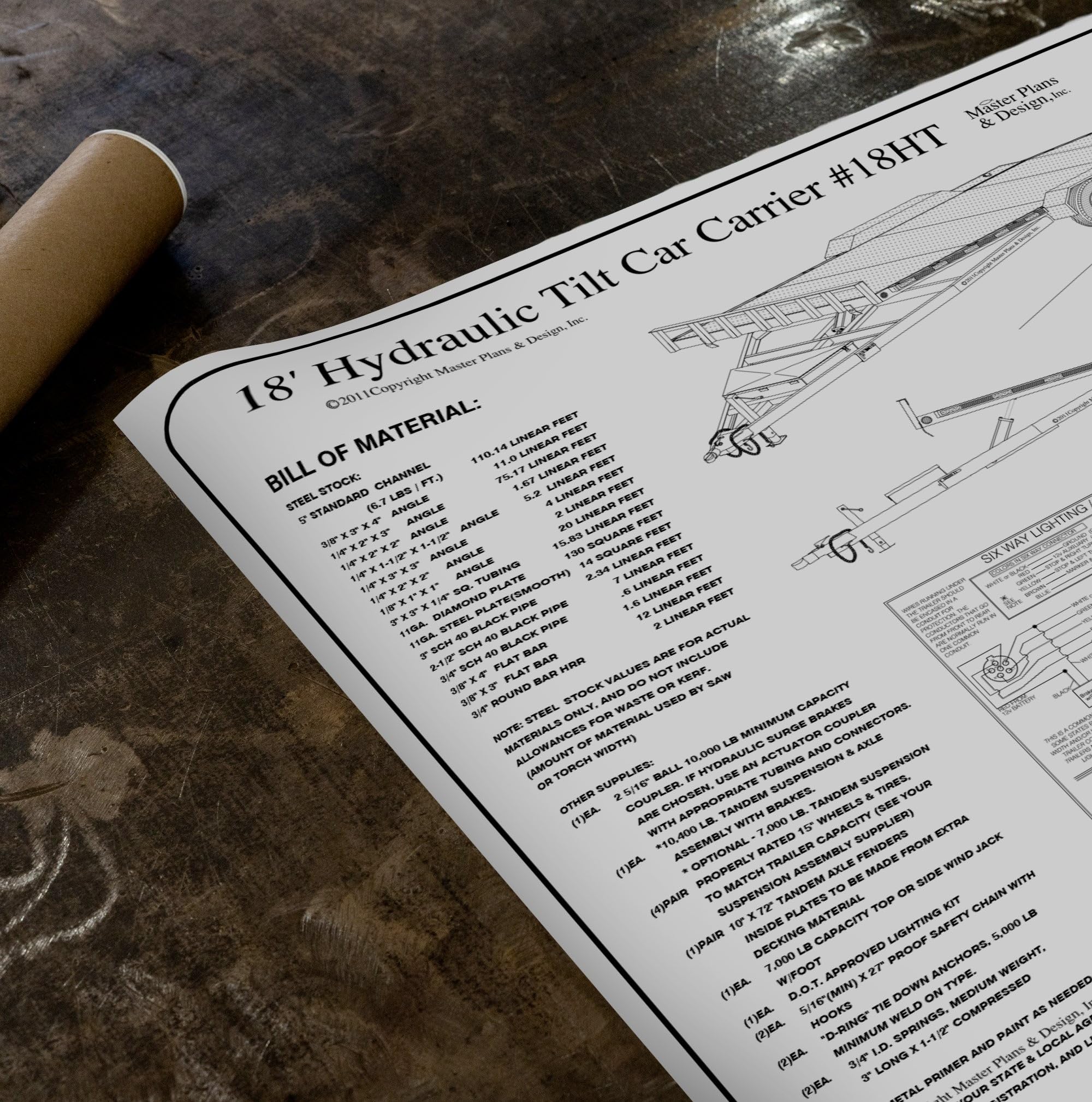 18HT - 19'x82 Hydraulic Car Carrier Trailer DIY Master Plan - 19 How-to Steps w/Blueprint Paper - Engineer Approved