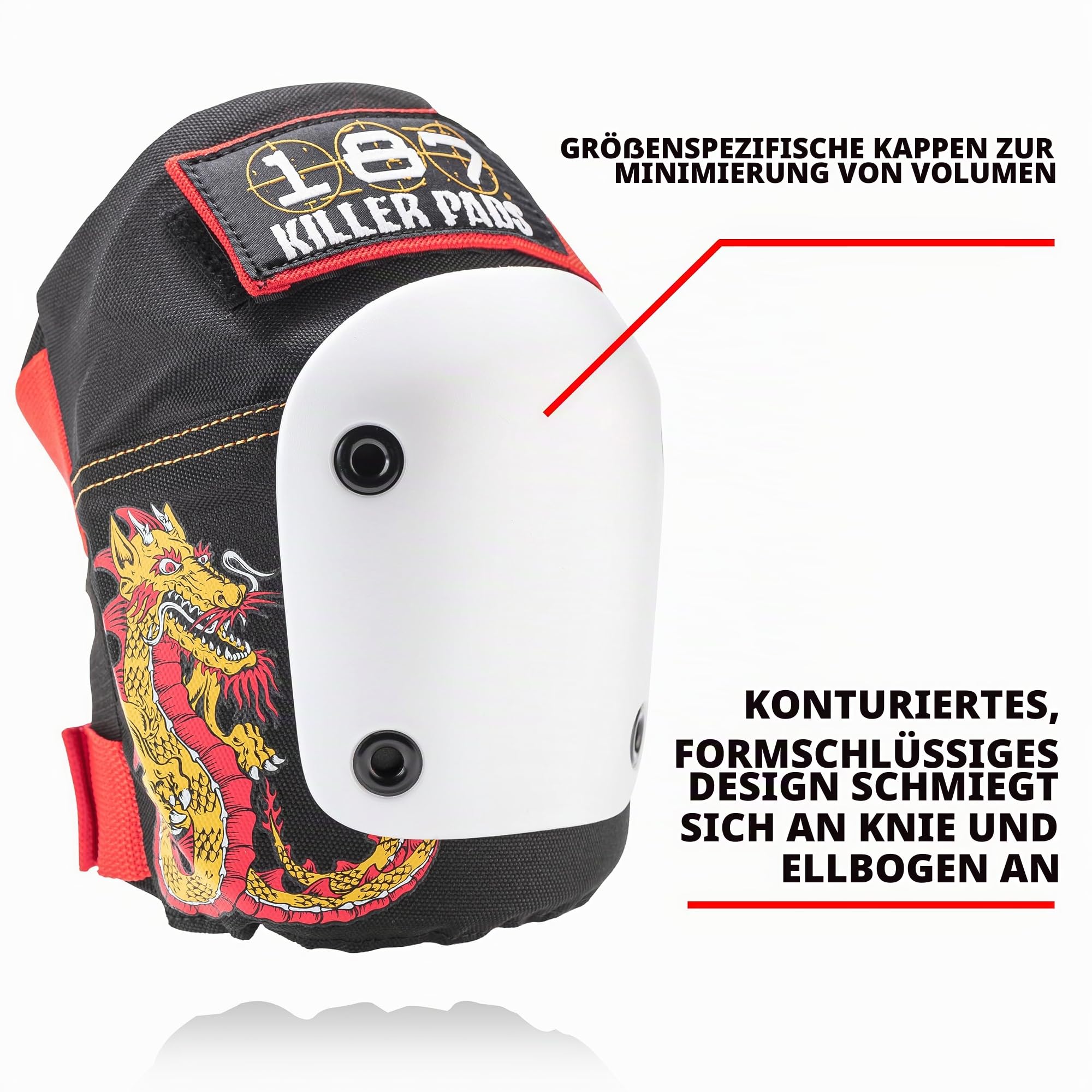 187 Killer Pads Skateboarding Knieschoner, Ellenbogenschützer und Handgelenkschoner, Six-Pack Pad Set, Junior, Caballero