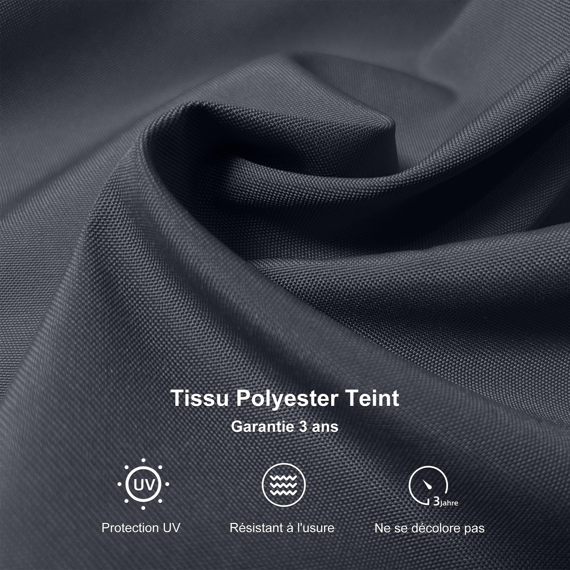 PURPLE LEAF Ombrellone da Giardino 3 x 3 m, Ombrelloni da Esterno in Alluminio con Rotazione di 360° e 5 Posizioni Regolabili, Ombrellone Decentrato con Base a Croce, Protezione UV, Grigio