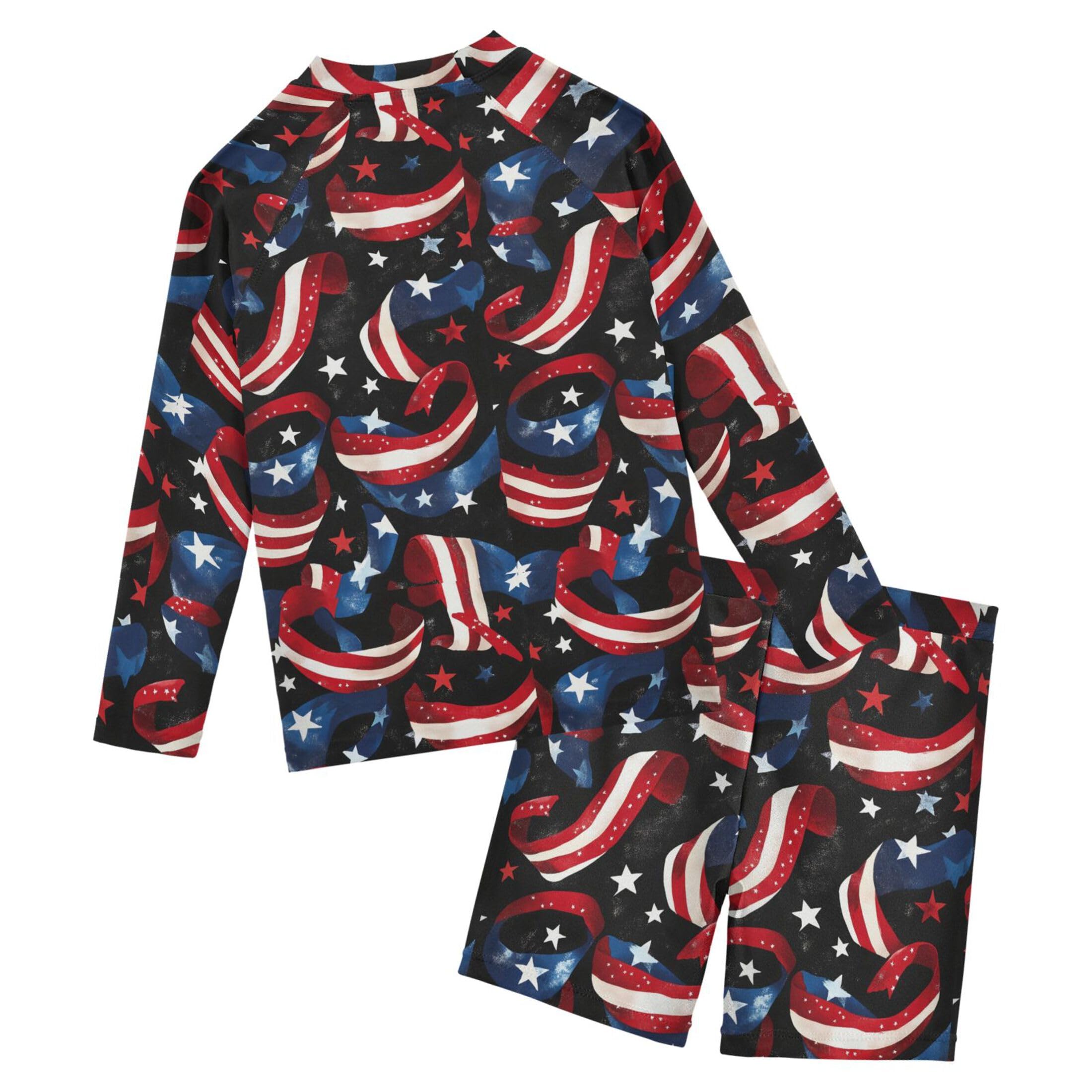 July 4th Independence Day Baby Boys' Toddler Long Sleeved Rashguard Swim Bathing Suit Set B0404547