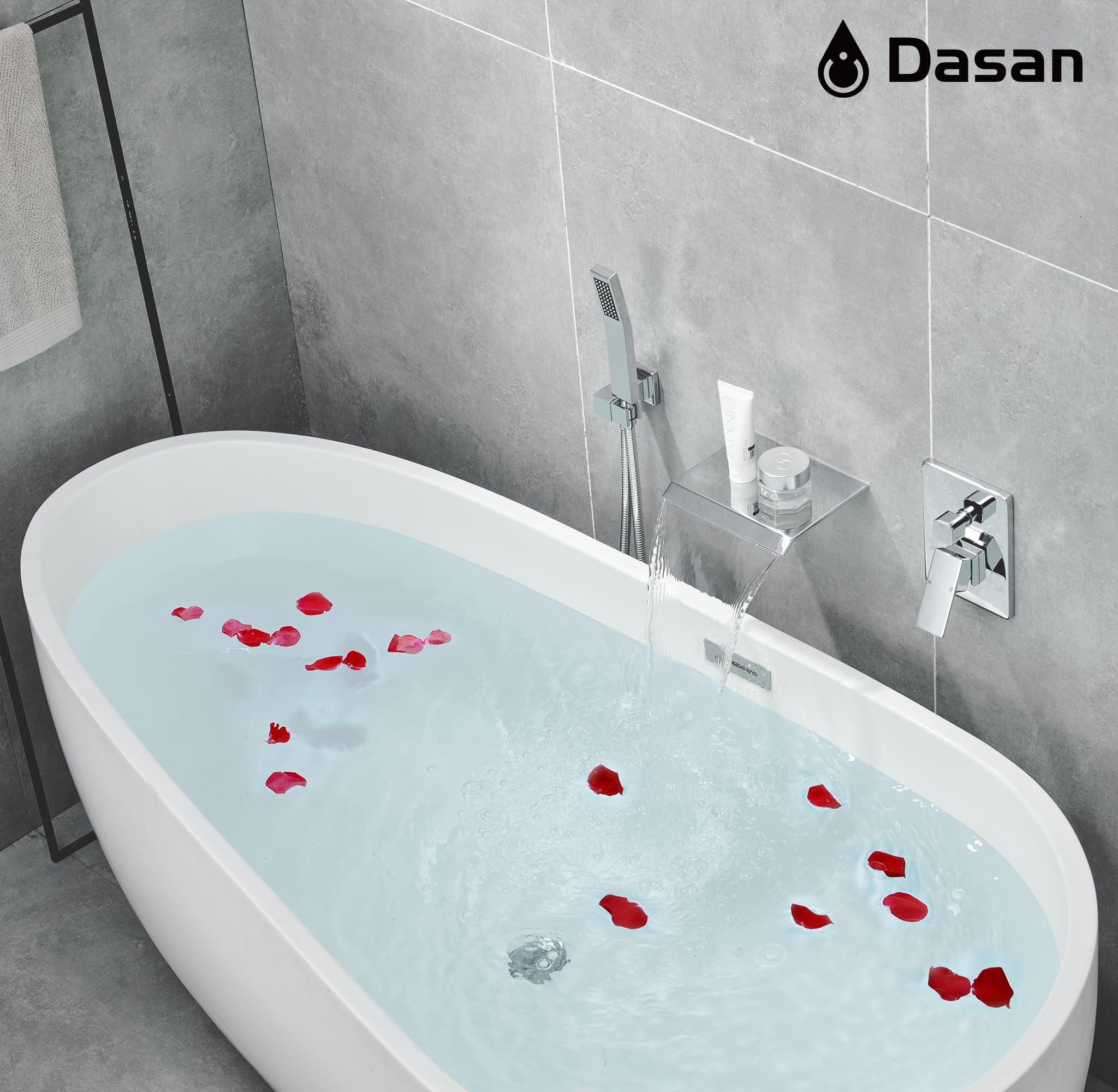 Modern Wall Mount Tub Faucet with Handheld Shower -2