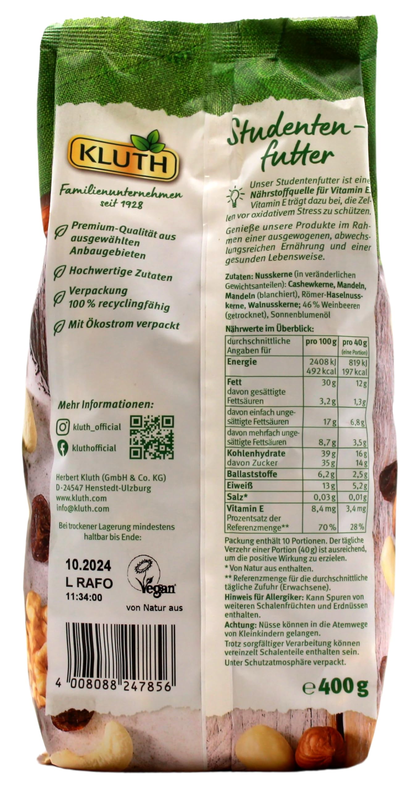 Kluth Studentenfutter, 7er Pack (7 x 400g)