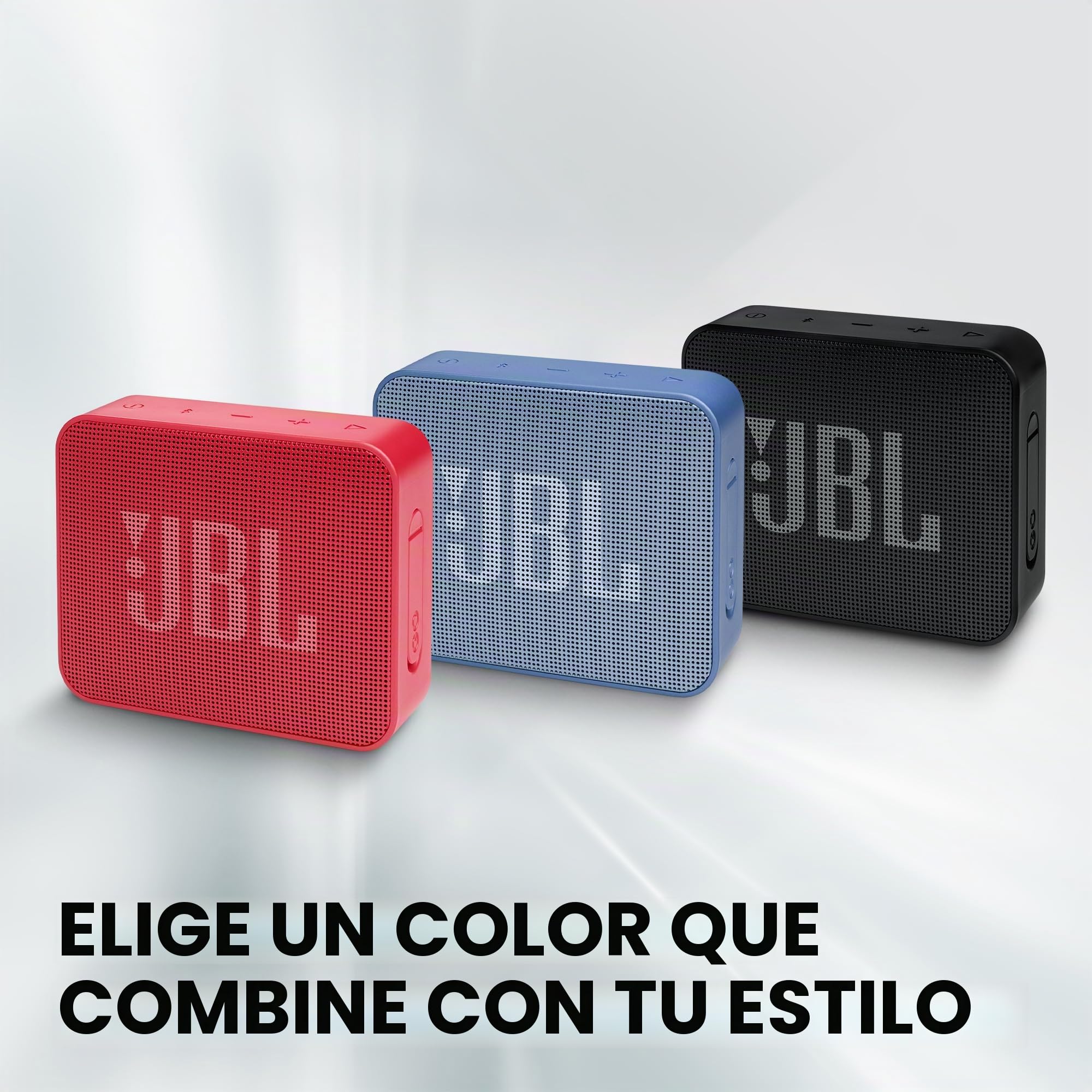JBL GO Essential Altavoz pequeño Bluetooth, altavoz impermeable y portátil para llevar, hasta 5 horas de reproducción con una sola carga de batería, azul