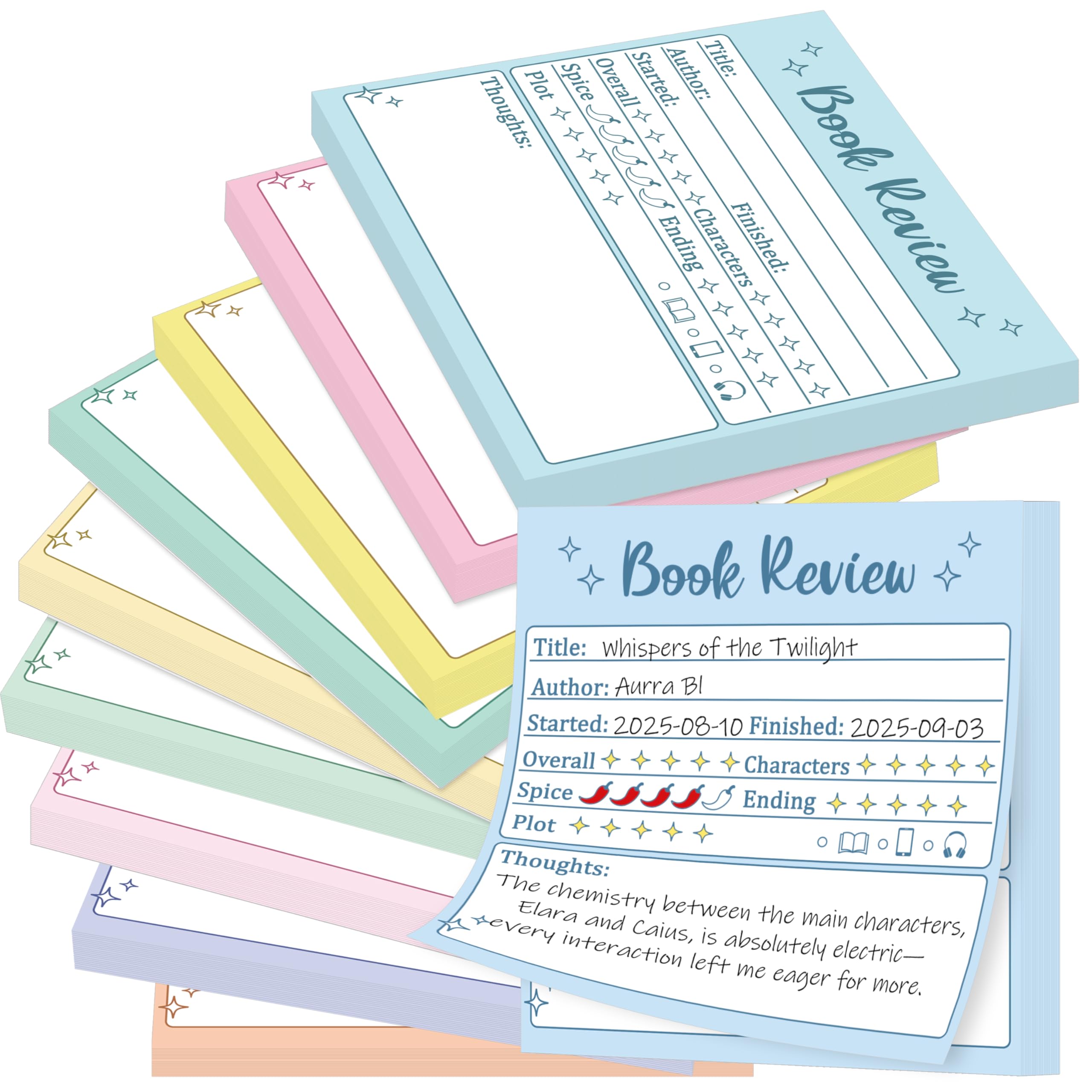 WATINC Macaron Book Review Sticky Notes 30P Spring Easter Gift for Readers