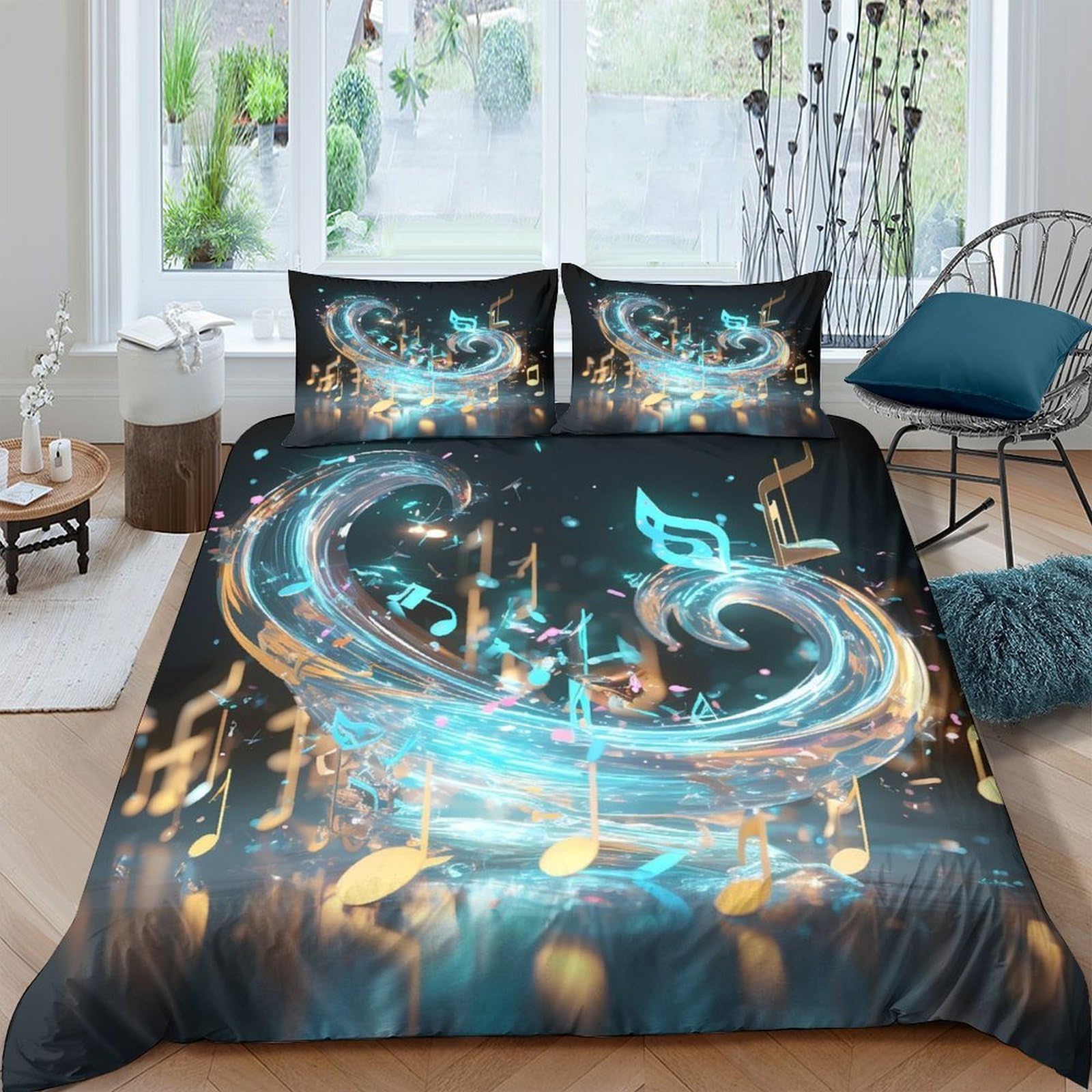 Ctjqhvkz Style-10 3D Printed Fantasy Blue Swirl Fitted Sheet Microfiber Soft Abstract Gold Pattern Mattress Cover For Bedroom Guest Room Decor Single（135X200cm）