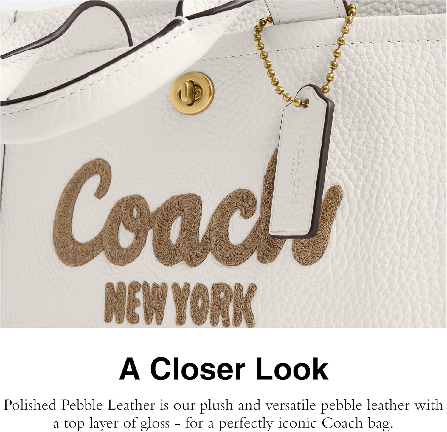 COACH Bubble Leather Cargo Tote 26, B4/Chalk - Image 5