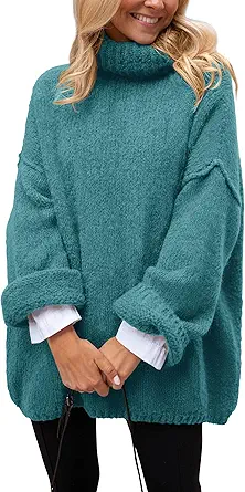 PRETTYGARDEN Women's Knit Oversized Sweater Fall Fashion Casual Long Sleeve Turtleneck Chunky Pullover Tops Winter Clothing