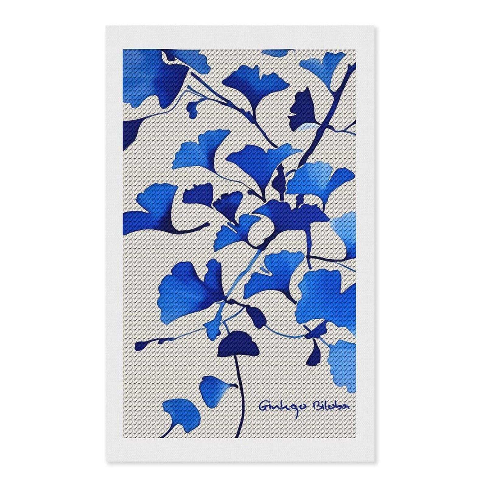 Junmoney Ginkgo Biloba Diamond Painting Canvas Set 12"x20", Satisfying Creative Project, Easy to Follow Symbols, Fun Craft Experience