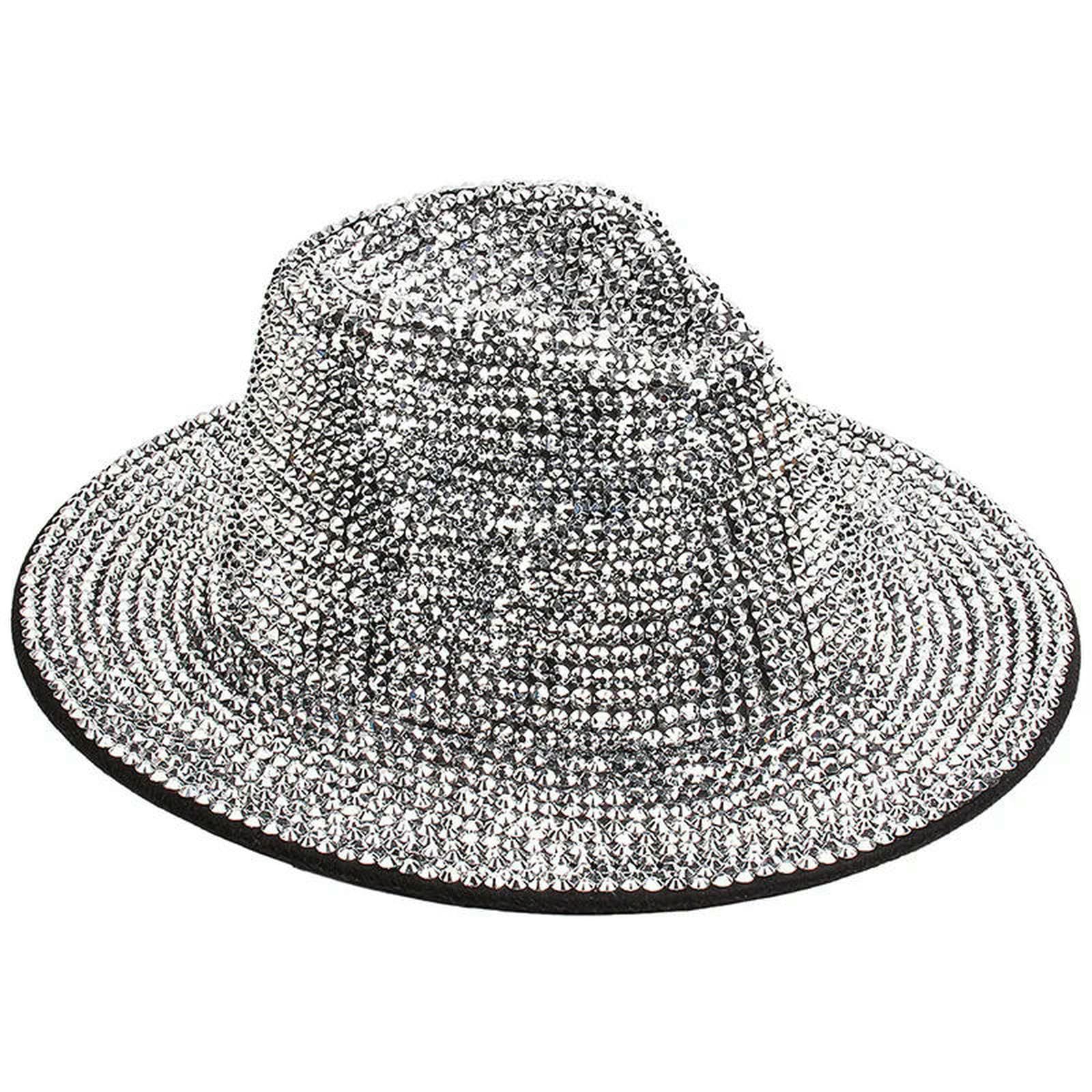 Cappello da Pescatore A Secchiello con Palla Cilindro Moda Uomo Donna Stile Hip-Hop retrò Specchio-Vetro Bianco M-m56-58 Cm