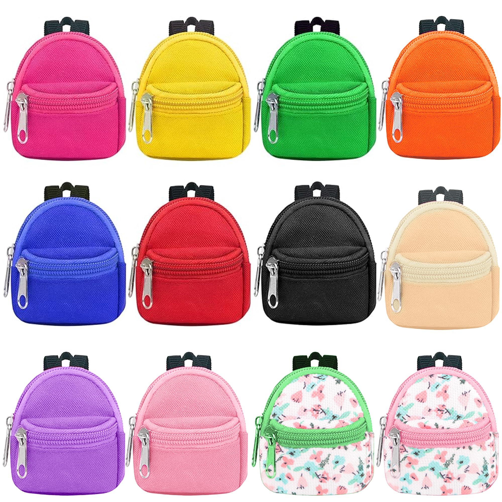 12 Pcs Mini Backpack Toy Small Doll Backpacks Dolls Zipper School Bags for Dollhouse Accessory