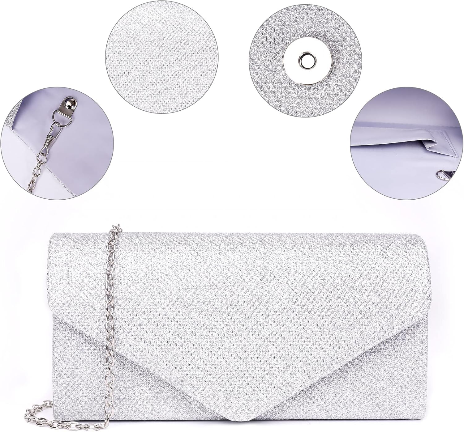 Larcenciel Clutch Purses for Women, Sparkly Sequin Envelope Clutch Evening Bag w/Chain, Elegant Party Prom Dress Bride Purse - Image 4
