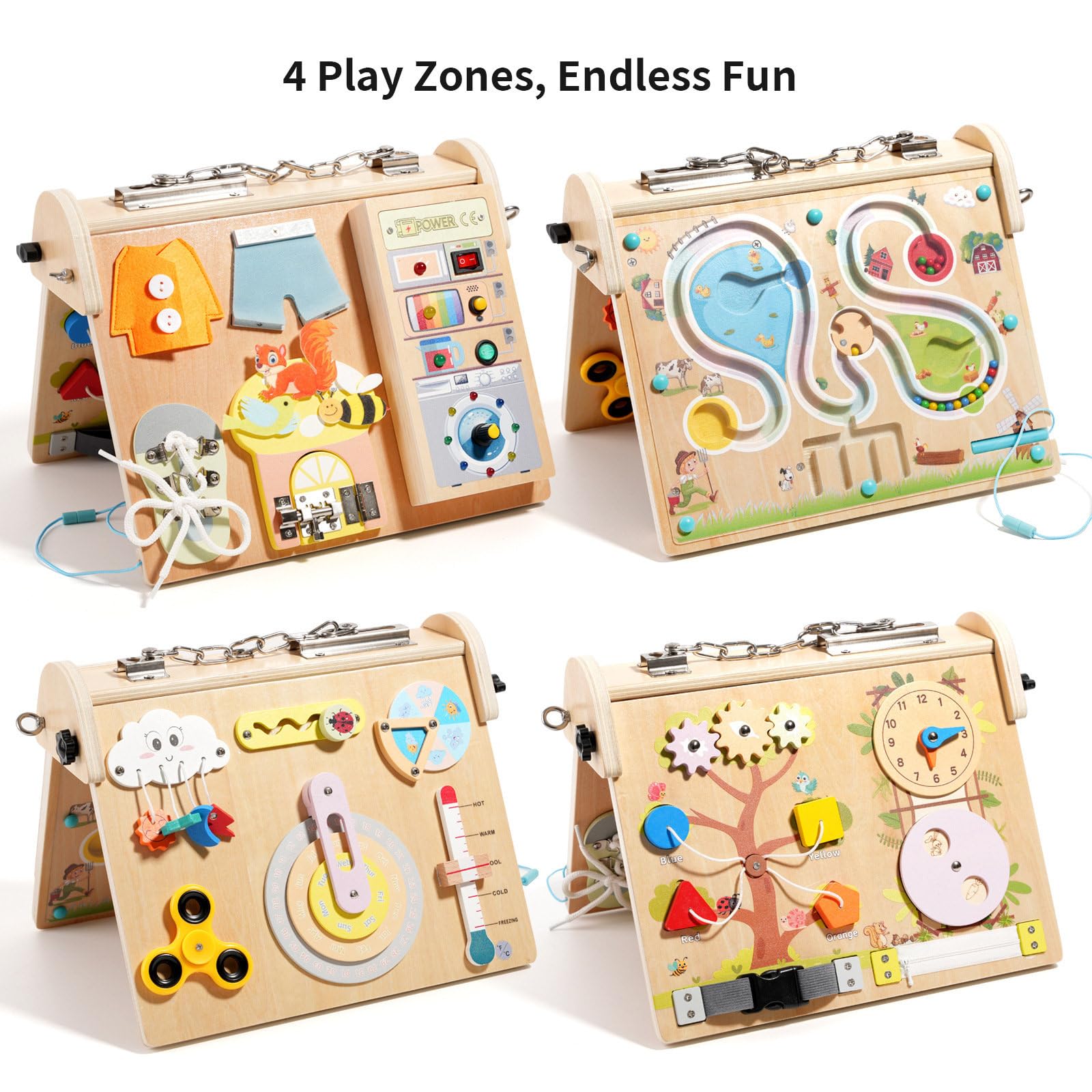 Hölzernes Sensorpanel mit leuchtenden Tasten und Bedienelementen für kognitives Wachstum Elektrisches Spielzeug aus Holz zum Wechseln